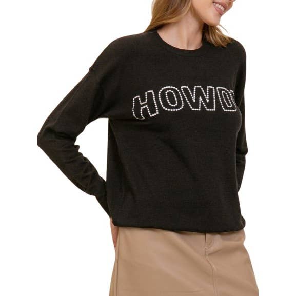 Blue Bunny Inc - Wholesale Knit Sweater - Women's - Playful HOWDY Stitched Sweater for Cozy Casual Style0