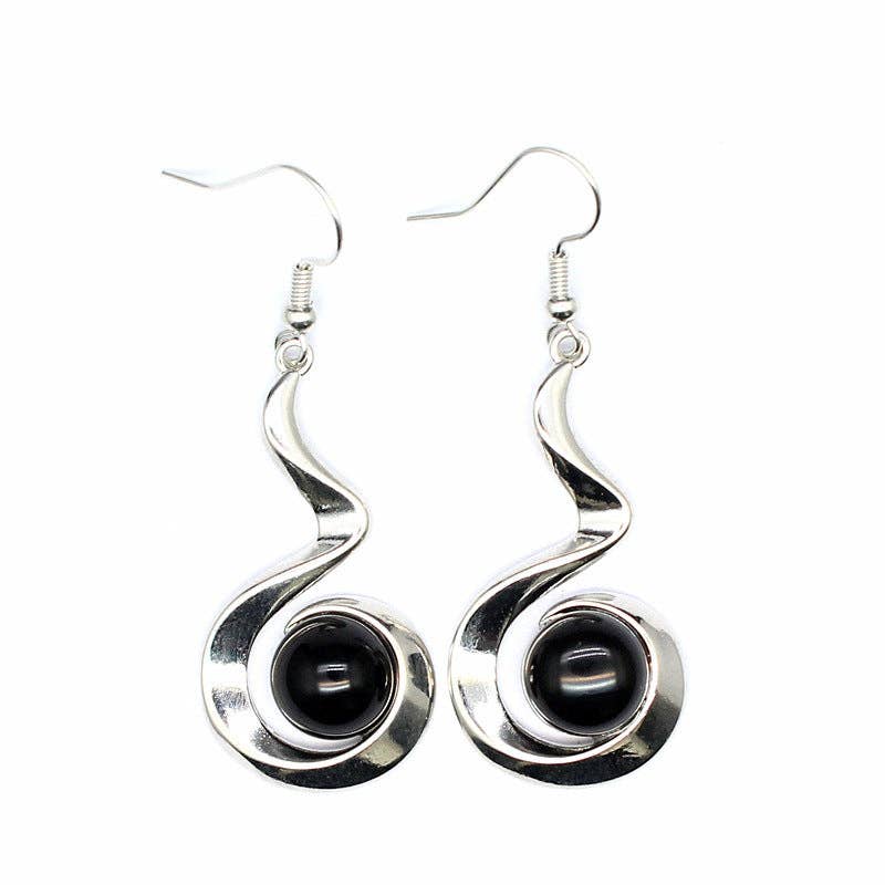 Mio Queena - Wholesale Dangle Earrings - Geometric Dangle Earrings Inlaid with Natural Stone - CS3