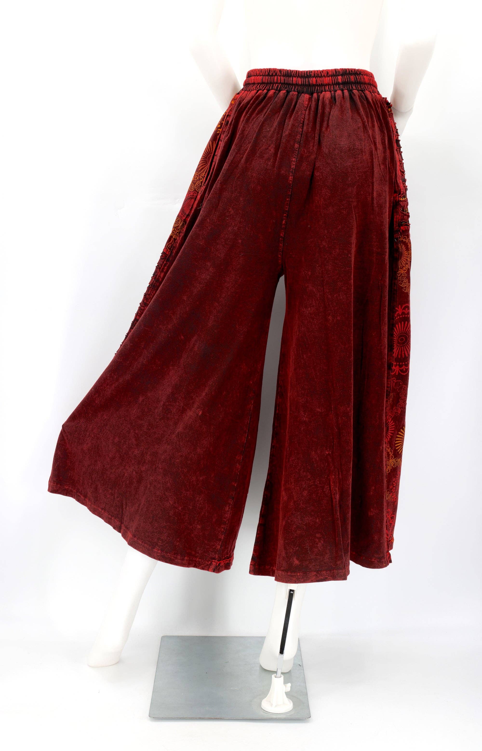 Himalaya Handmade - Wholesale Pants - Women's - Floral Embroidered Wide Leg Cotton Palazzo Pants7