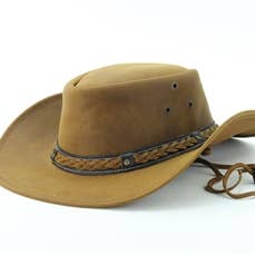 Smooth Leather Cowboy Hat for wholesale by Leather Impressions Inc