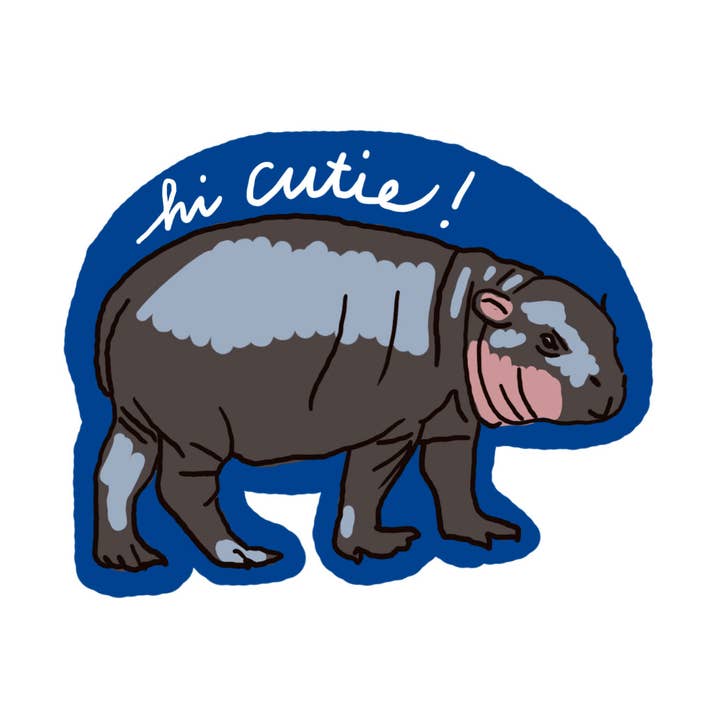 Pygmy Hippo Sticker for wholesale by La Familia Green