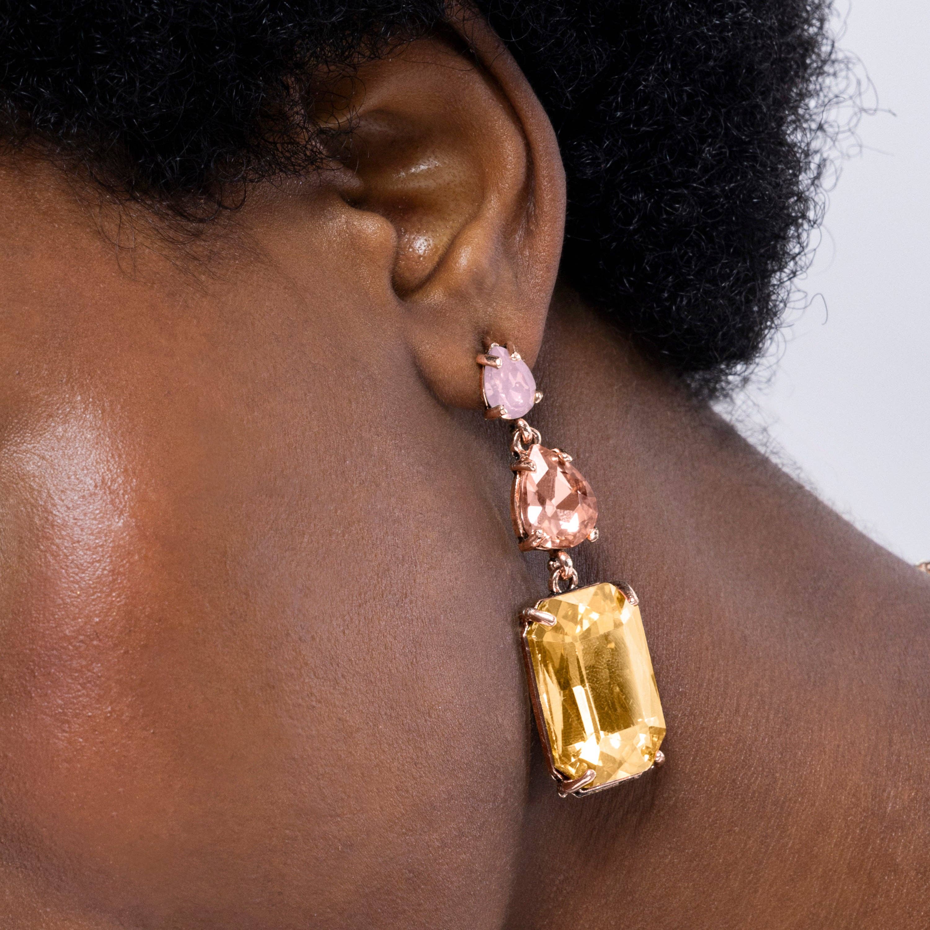 Luxenter - Wholesale Dangle Earrings - Pendientes de Cristal Multicolor acabados en oro amarillo de 18k - Kiop3