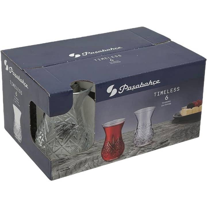 Hakan - Wholesale Coffee/Tea Cup - Pasabahce Timeless Turkish Tea Glasses, 5.75 Oz, 170 cc, Turkish Teacup Set of 6- PB-42881