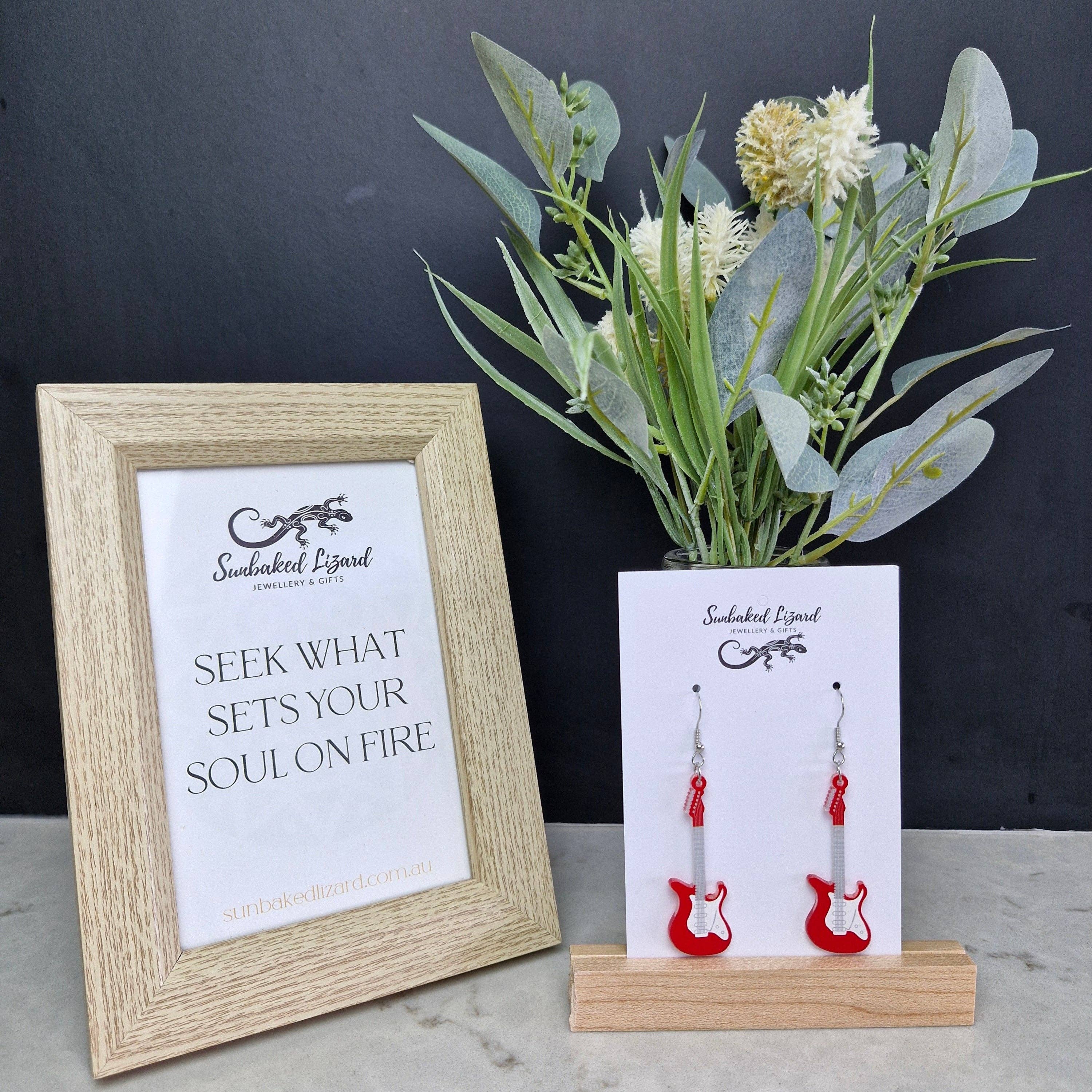 Sunbaked Lizard Jewellery & Gifts - Wholesale Dangle earrings - Guitar Earrings2
