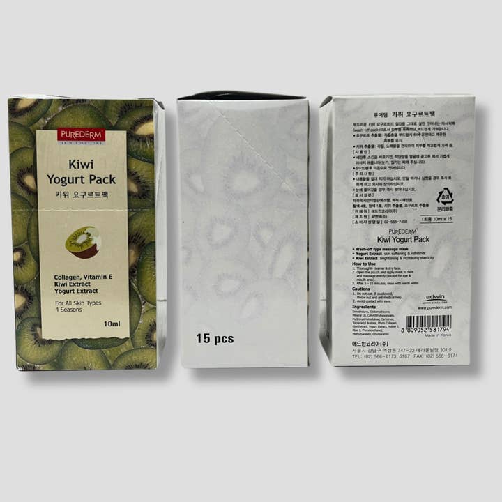 Rucci Professional - Venta al por mayor Mascarilla - Mascarilla facial Purederm Kiwi Yogurt Pack NP100/KW (15 unidades)1