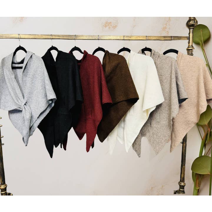 JC Sunny Fashion – wholesale Scarf – Women's – JC063345 Cashmere-Blend Knit Triangle Shawl with Cross-Front Design12