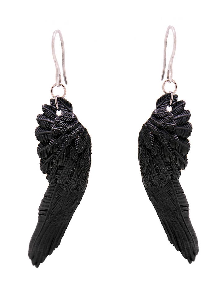 Orecchini con piume di corvo per la vendita all'ingrosso da parte di Kira Don Jewel