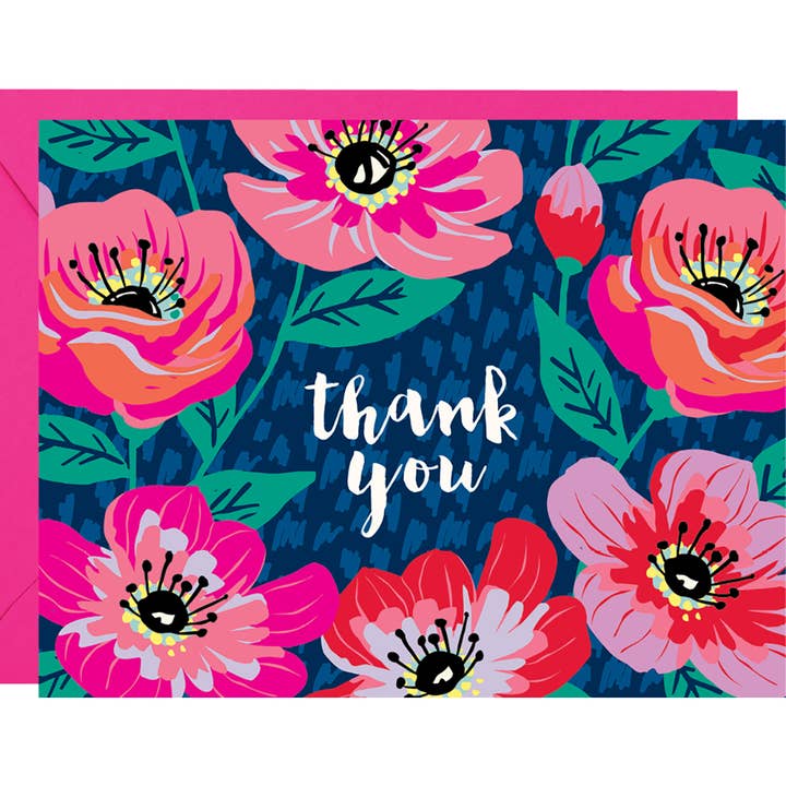 Paper Source Wholesale - Wholesale Thank You Card - Poppies Thank You Card