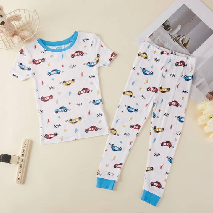 95% Viscose from Bamboo Racing Cars Kids Pajama Pants Set for wholesale by Lollipop Dreams