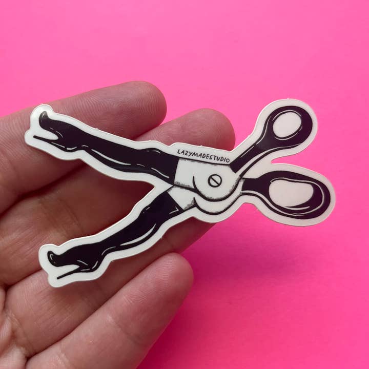 Scissor Sister Small Waterproof Sticker for wholesale by Lazy Made Studio