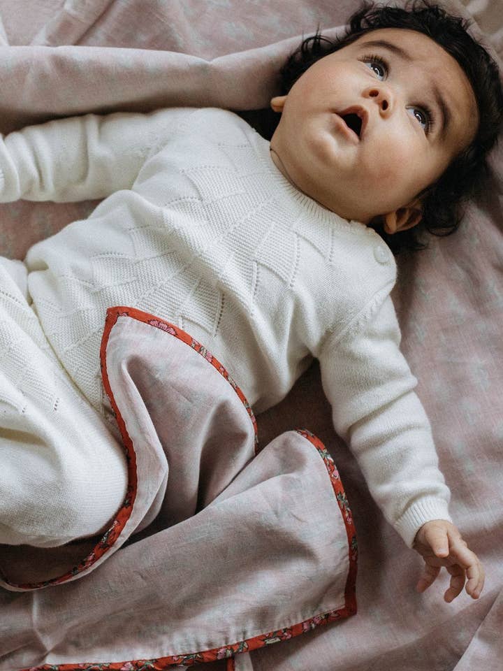 muslin baby blanket in coral for wholesale by Lekha