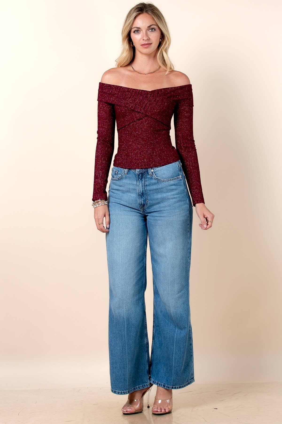 Nylon Apparel - Wholesale Knit Top - Women's - T680-SD-Debora Off Shoulder Knit Top13