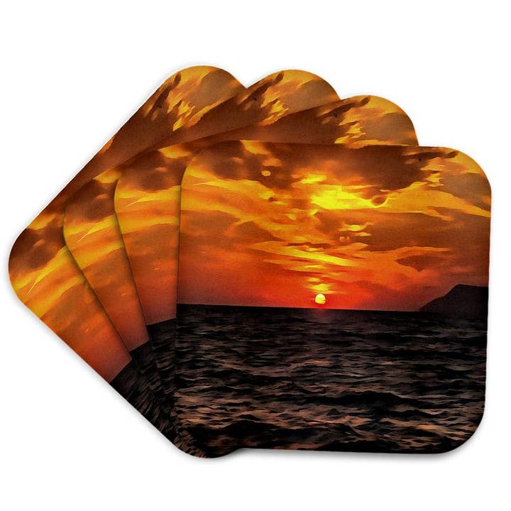 3dRose - Wholesale Coasters - 3dRose, Sunset Over The Aegean Sea Landscape Painting, Coaster7