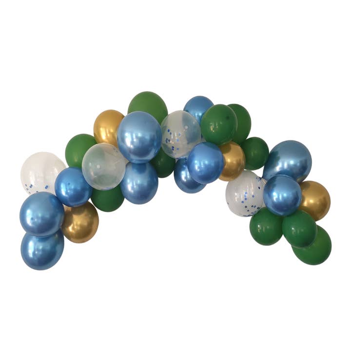 Forest Green Gold and Blue Balloon Garland Kit for wholesale by Pooka Party Eu