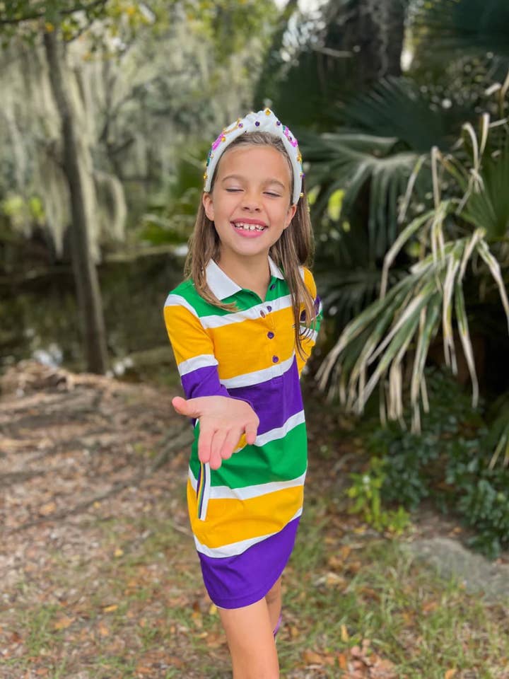 Thick Stripe Rugby Junior Dress for wholesale by Mardi Gras Creations