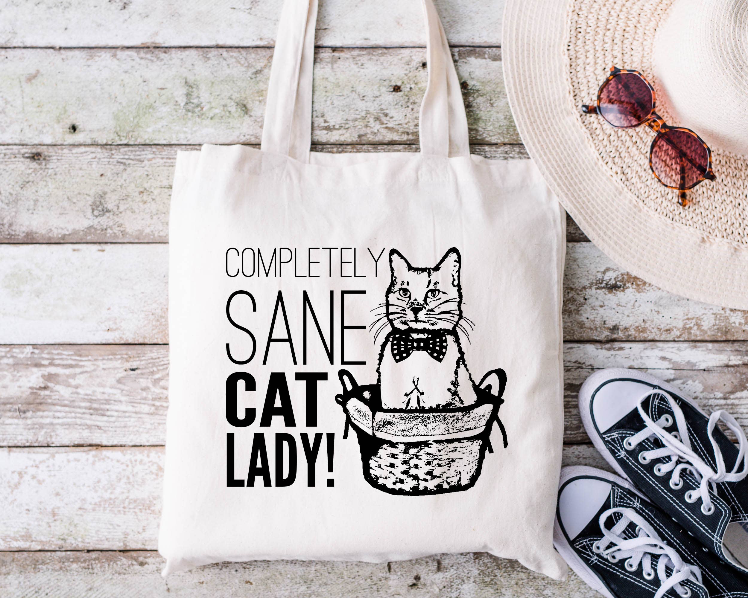 Spicy Kitten Designs - Wholesale Tote Bag - Women's - Completely Sane Cat Lady Tote Bag2