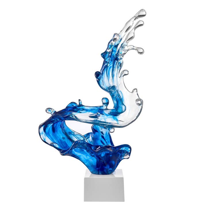 Breaker Wave Sculpture // Ocean Blue, 21" Tall for wholesale by Finesse Decor