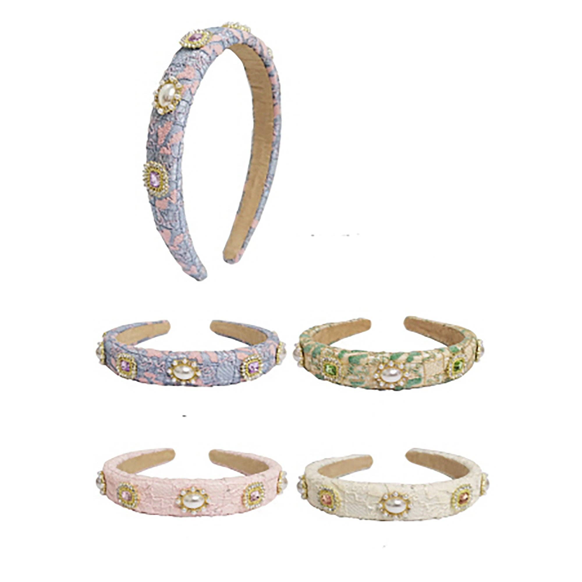 SORTIERT Perlen-Charm-Dekor-Spitzenstirnband HB1226-4 (12 Stück) für den Großhandel auf Faire0