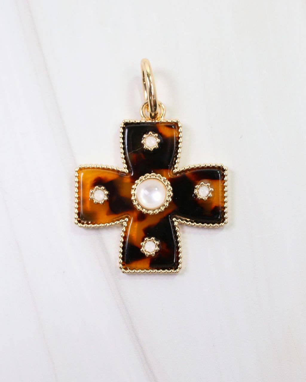 Caroline Hill - Wholesale Individual Charm/Pendant - Cayce Small Cross Charm Tortoise