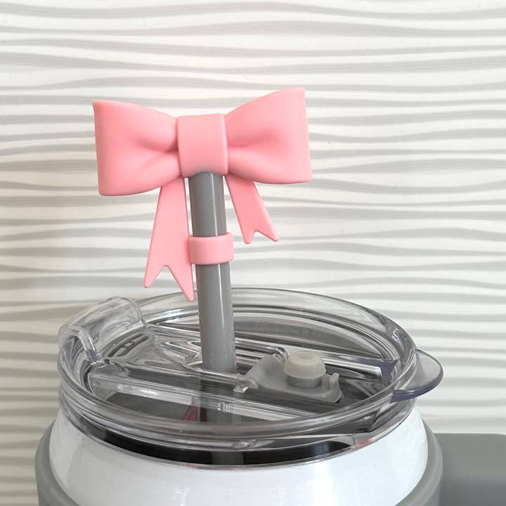 Straw Cover Topper Large Bow Coquette Light Pink 10mm for wholesale by iconic mi