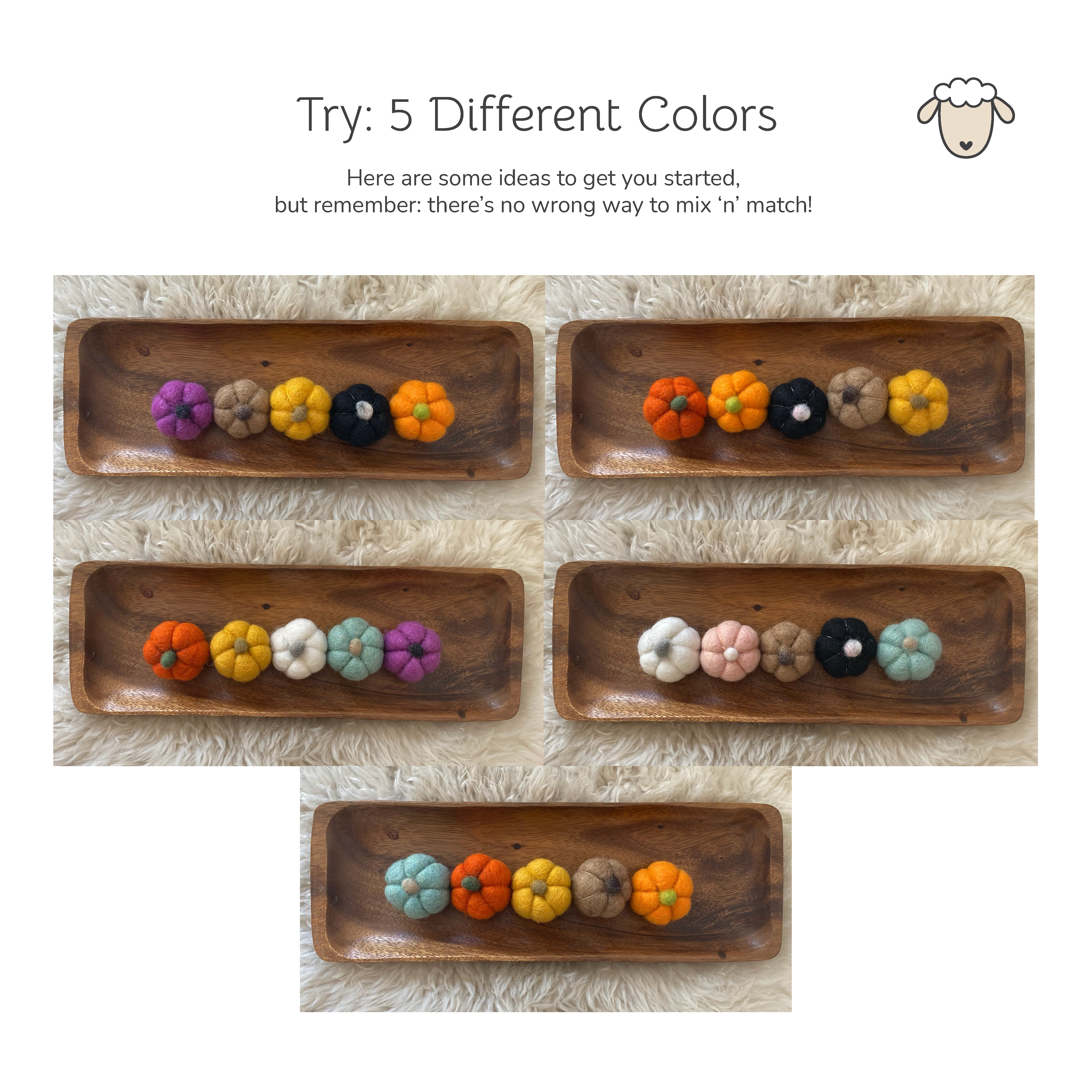 Sheep Farm Felt - Vente Décorations de table - Felt Pumpkins | Mélangez et associez votre potiron7