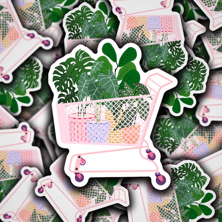 Sonny Rising - Wholesale Sticker - Vinyl Decal Shopping Cart Full Of Plants