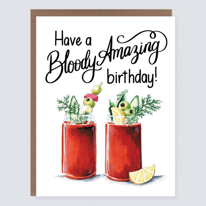 Bloody Mary Birthday Card for wholesale by Morgan Swank Studio