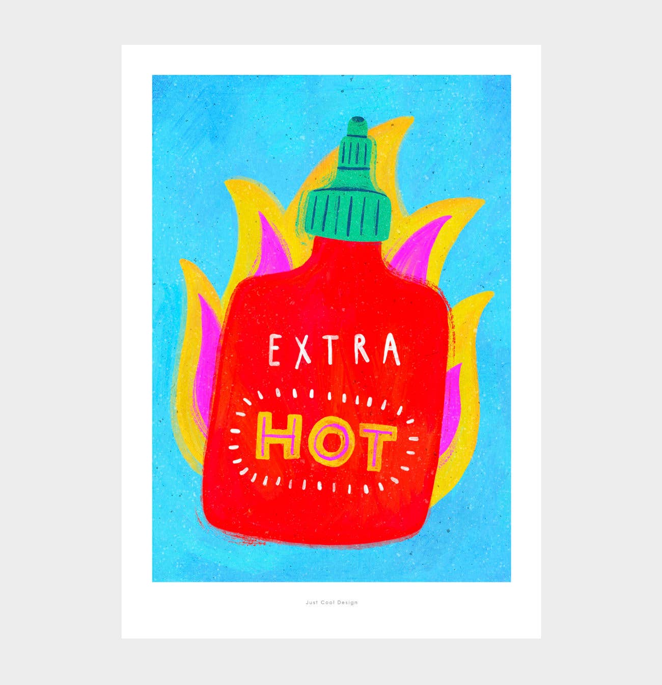 Just Cool Design - Wholesale Art Print - Extra Hot | A4–A3 Funny Sriracha Bottle Illustration Print0
