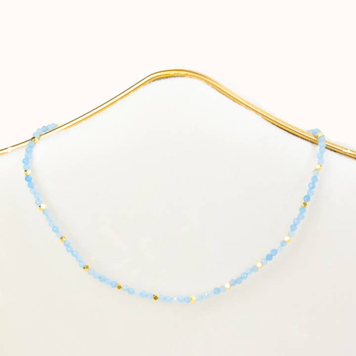 Aquamarin-Choker Gold für den Großhandel von Blue Buddha Jewelry