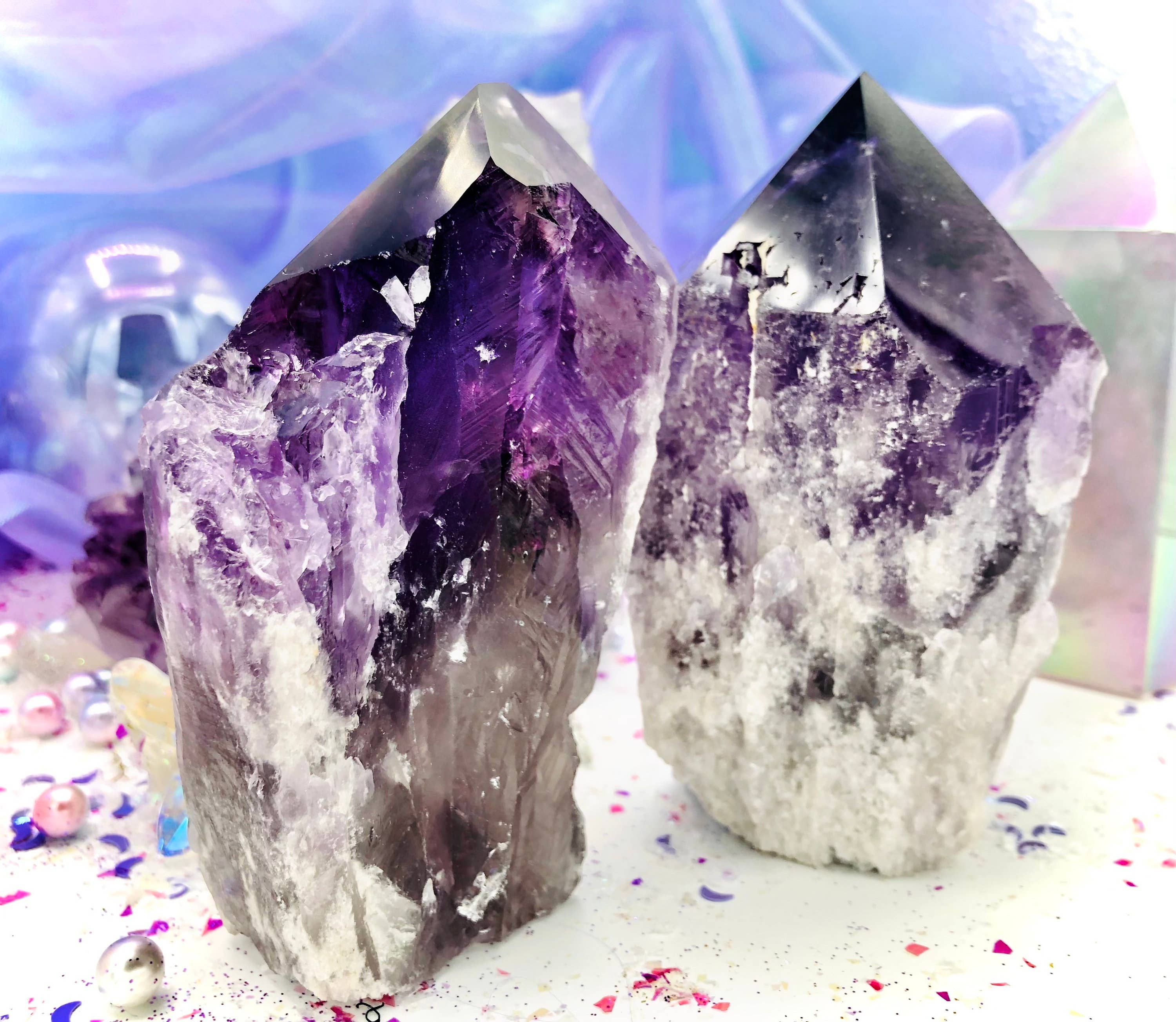 Desarwen - Venta al por mayor Piedras/cristales espirituales - Lámpara gigante de punta de amatista semi cruda con iluminación para altar zen y Wicca6