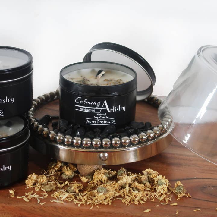 Bougies de soya naturelles AURA PROTECTOR, 8 oz pour la vente par Calming Artistry