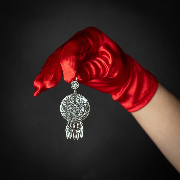 Mexican Symbolic Earrings In Silver for wholesale by Maral Kunst