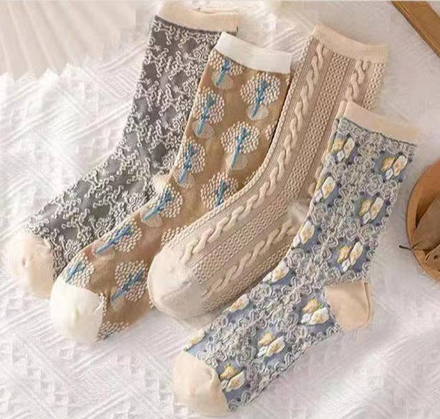 Sweetkama - Wholesale Socks - Women's - Ladies Multi Color Cotton Daily Socks SKASC41608