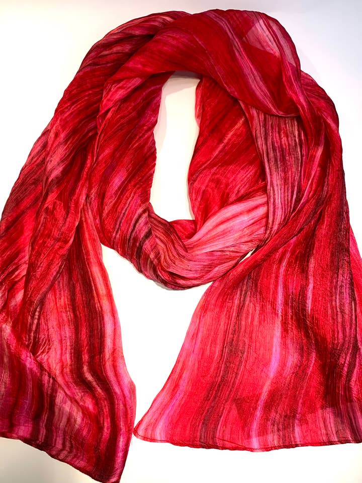 SC1000 #388 WATERCOLOR SCARF | RED HIBISCUS for wholesale by LUA