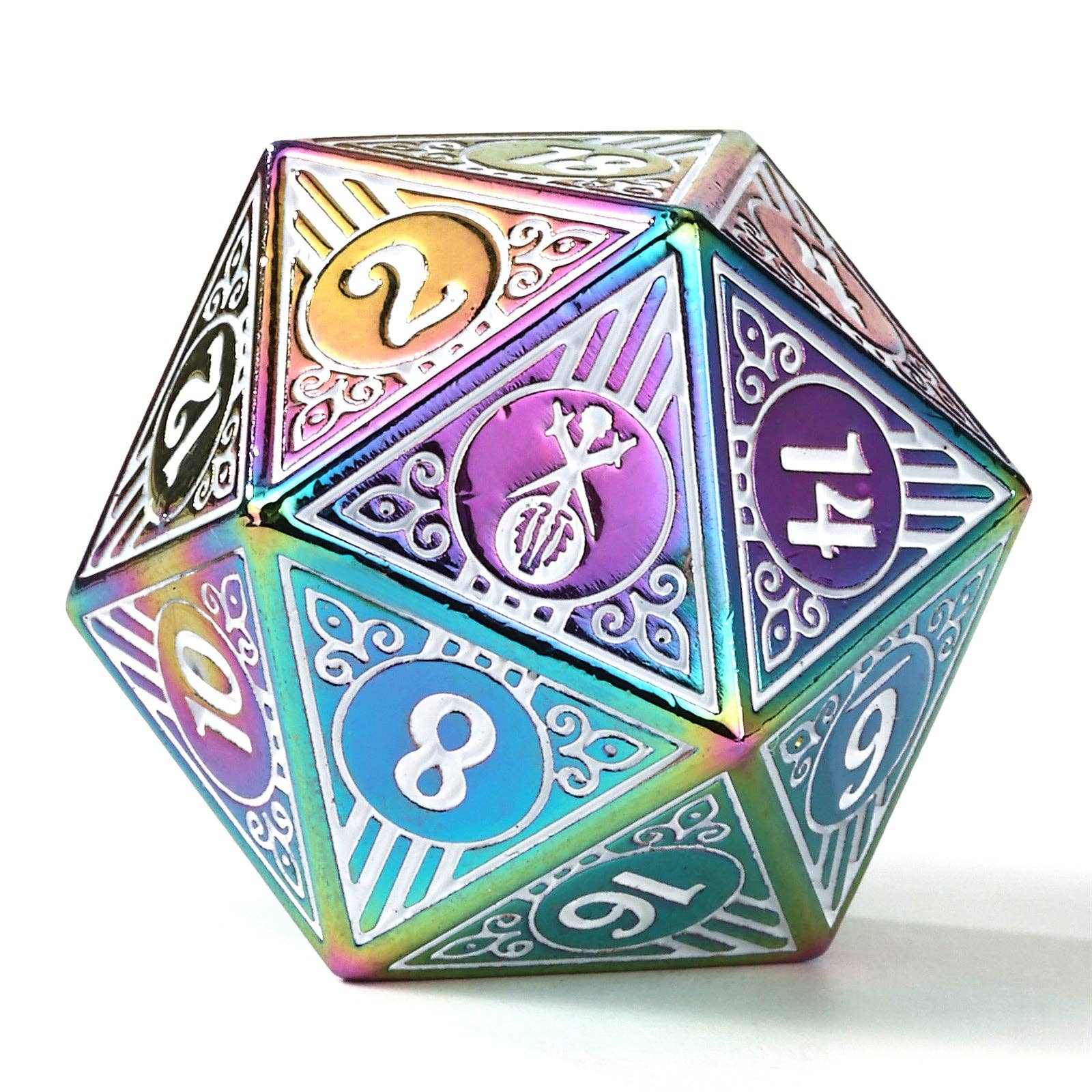 Hymgho Premium Dice - Wholesale Dice - Solid Metal Bard RPG Dice Set - Rainbow w/White1