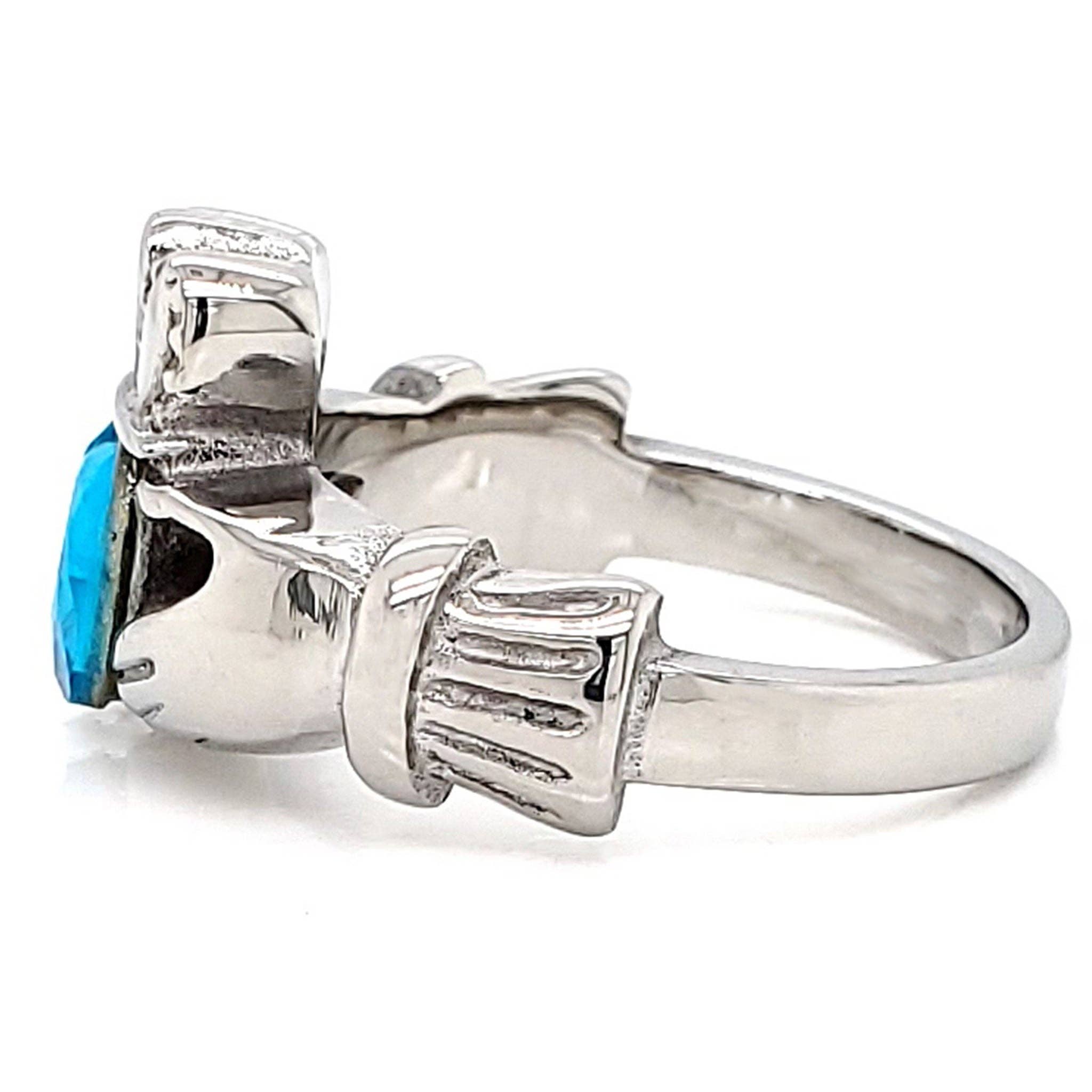 WJW – wholesale Multi-stone ring – White Gold over Brass Claddagh with CZ Birthstone Ring 35