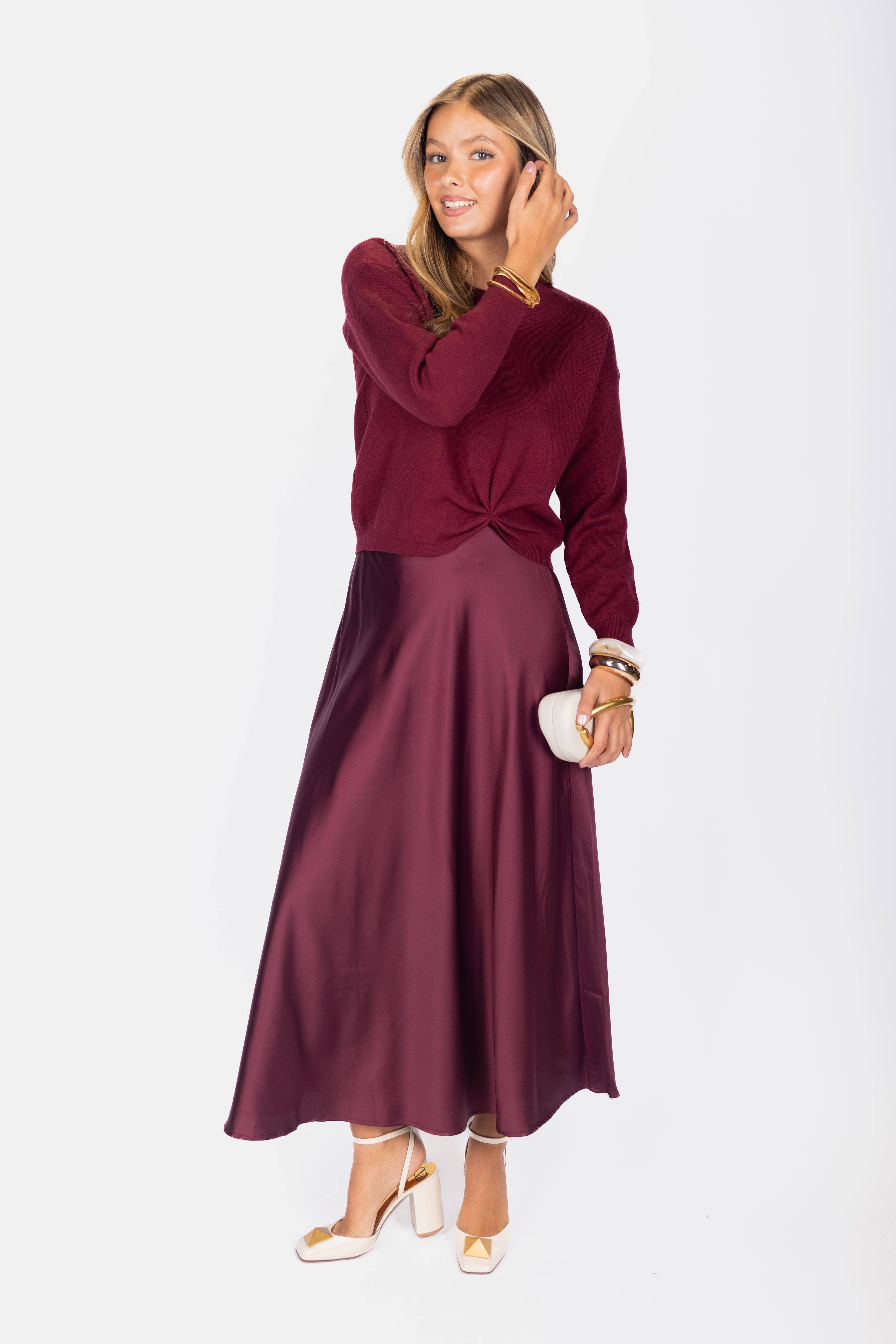 Yakira Bella - Wholesale Skirt - Women's - Lisa Skirt (Burgundy Solid)1