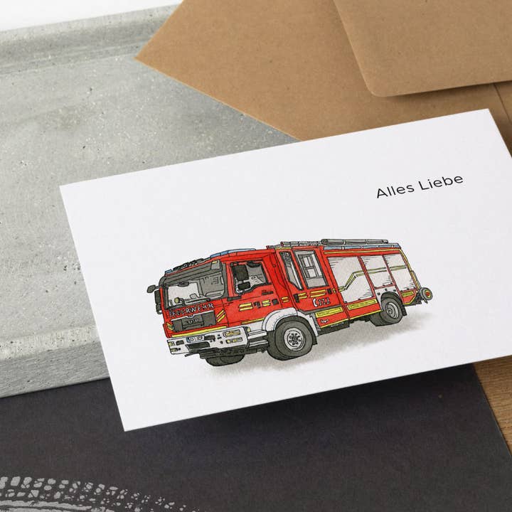 Cartão veicular - corpo de bombeiros | cartão de aniversário | cartão de felicitações por atacado de Funkenbunt
