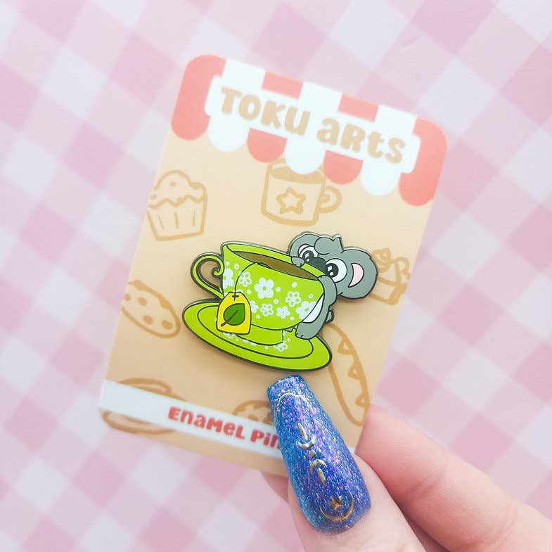 Toku Arts - Wholesale Lapel Pin/Button - Koala Tea Enamel Pin1