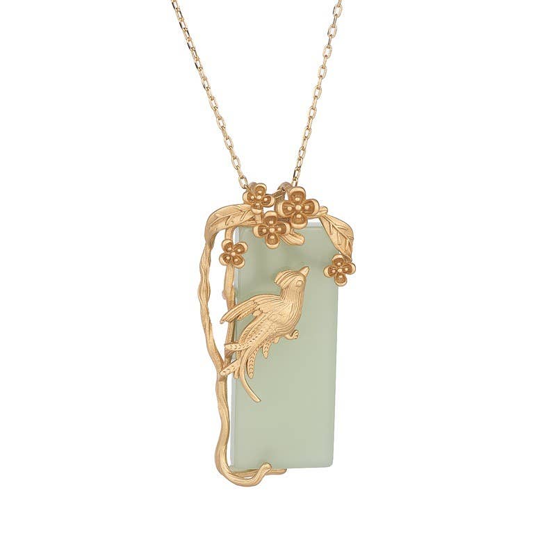 Bright MacMing - Wholesale Pendant/Charm Necklace - Gold Singing Bird Jade Necklace3