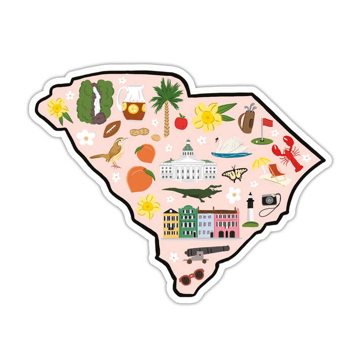 South Carolina Vinyl Sticker - State Sticker, Travel Gift for wholesale by Bloomwolf Studio