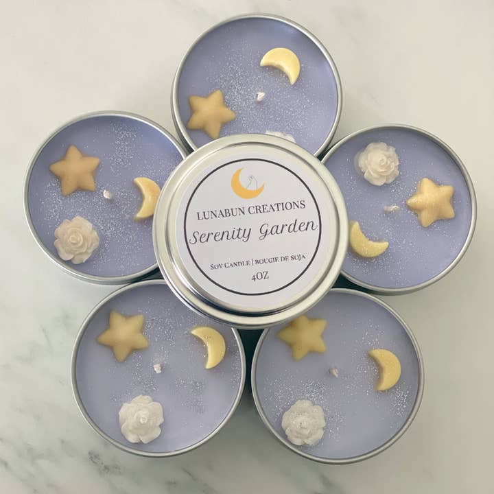 Serenity Garden | Bougie en cire de soja de 4 oz inspirée de Sailor Moon pour la vente par LunaBun Creations