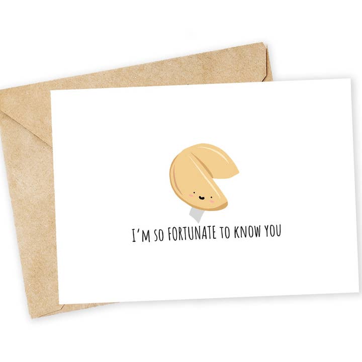 Fortune Cookie Valentine's Day Punny Handmade Card for wholesale by Chewy Lemon Studio