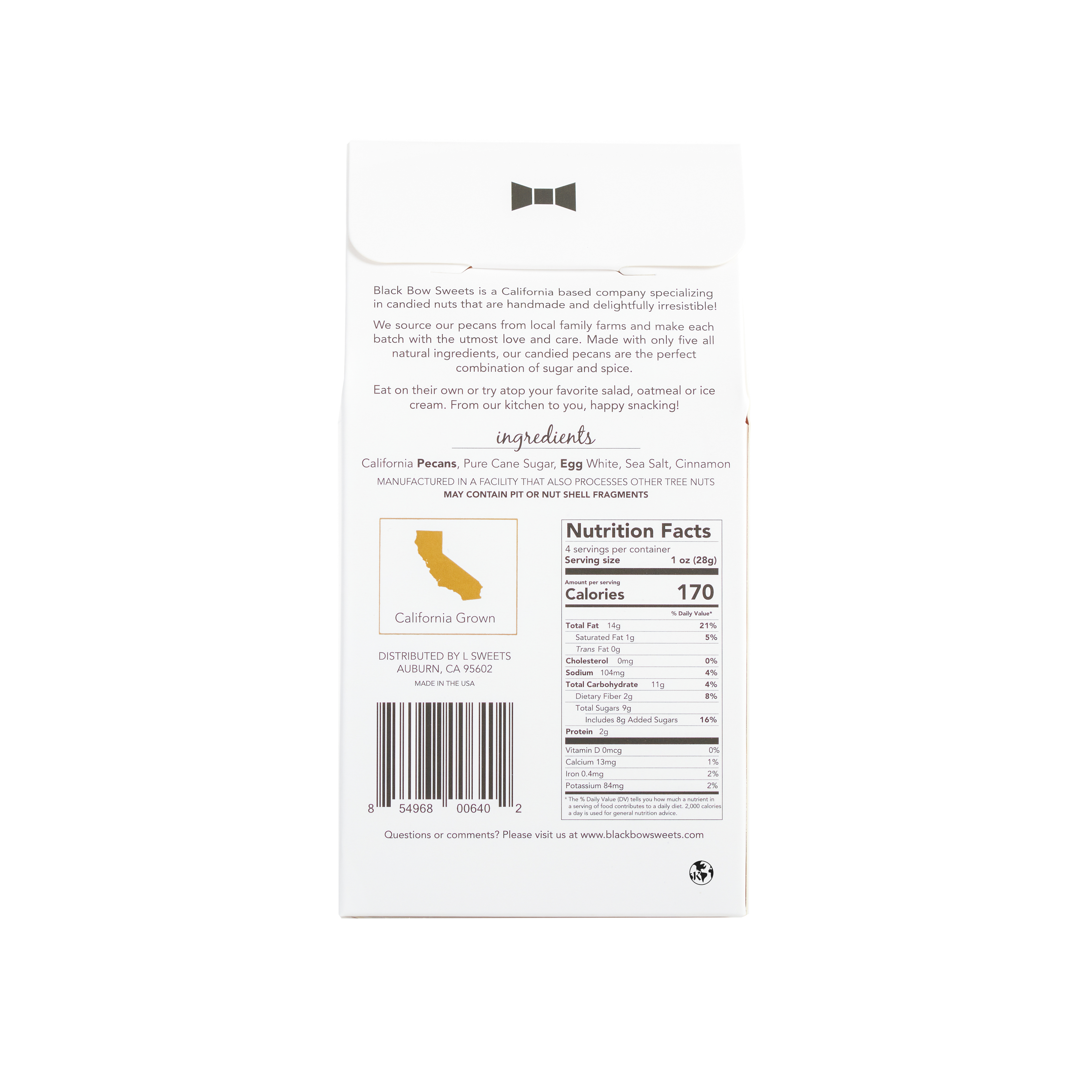 Black Bow Sweets - Wholesale Nuts - Candied California Pecan Gourmet Box | Cinnamon Sugar2