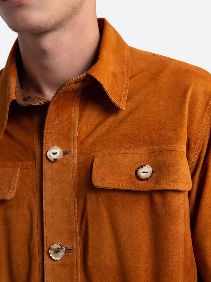 Gaucho Buenos Aires - Wholesale Shirt Jacket/Shacket - Men's - Sandro Suede Overshirt in Cognac7