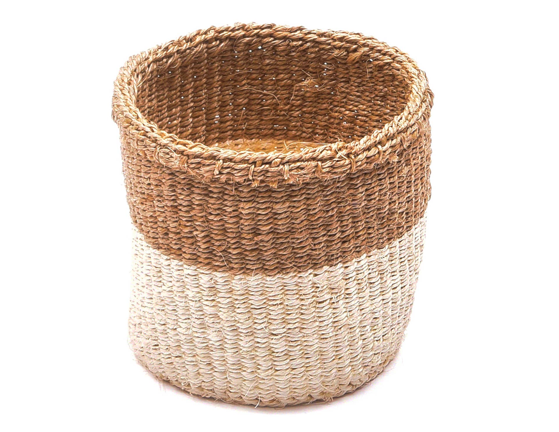 Natural CHAMA: Khaki & White Colour Block Storage Basket | Plant Pot Cover | Desk Tidy | Blanket Storage for wholesale on Faire7