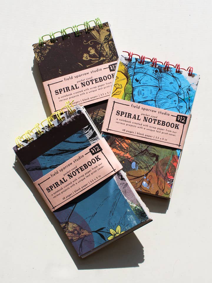 Spiral Bound Test Print Notebook for wholesale by Field Sparrow Studio