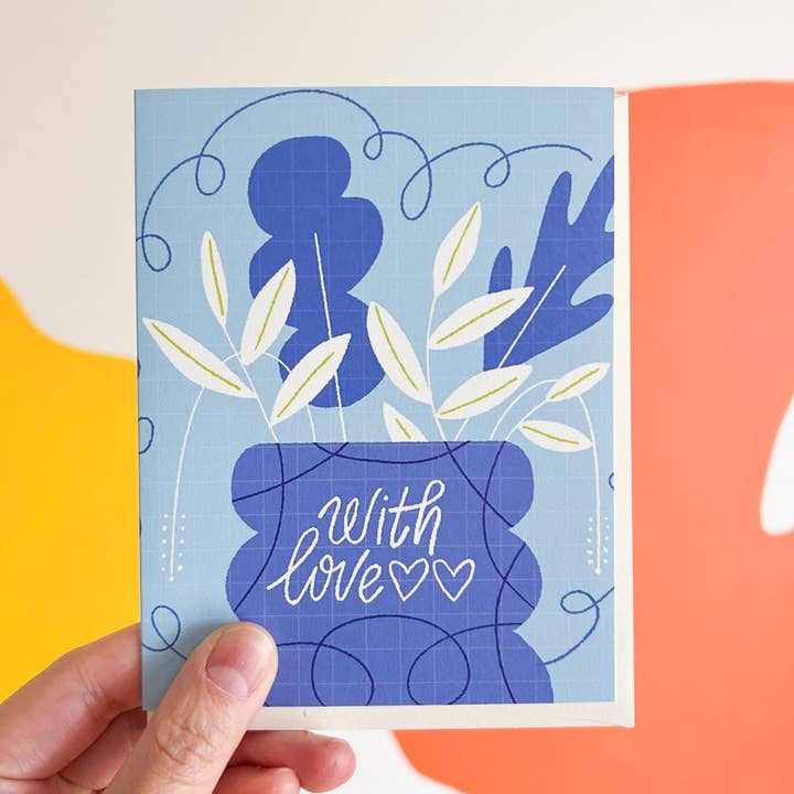 Flowers and Vases Thinking of You Modern Greeting Card A2 for wholesale by Esther Nariyoshi Illustrations