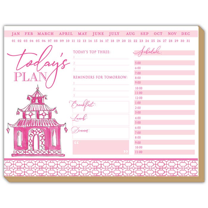 Today's Plan Handpainted Pink Pagoda Luxe Planner for wholesale by RosanneBeck Collections