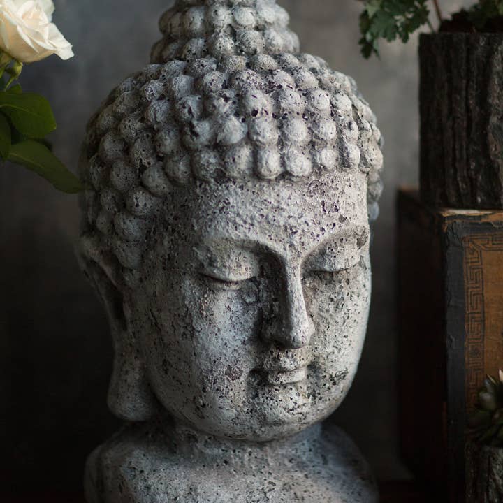 Vagabond Vintage - Wholesale Sculpture - Cement Buddha Head Statue